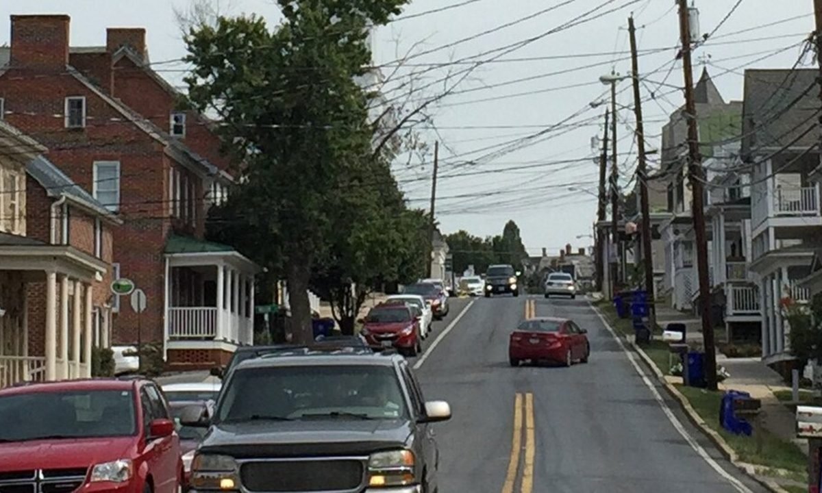Real residential streetscape in Middletown, Maryland