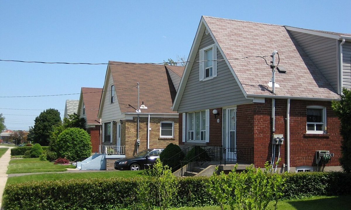 Real residential streetscape selected to represent the townhome character around North Potomac, Maryland